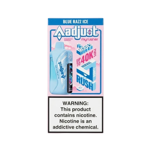 Vaporizador desechable Flavor VIP Adjust 40K en color azul con sabor Blue Razz Ice y modos de potencia ajustables