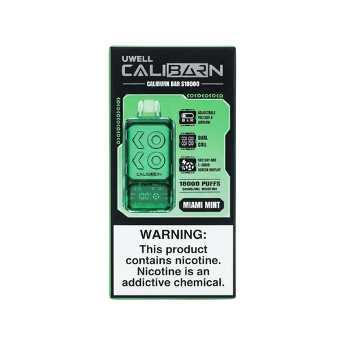 Vape desechable Flavor VIP CALIBURN 18K de color azul claro con pantalla digital y diseño transparente moderno
