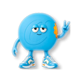 Figura coleccionable naranja Flavor VIP con diseño de personaje animado haciendo el signo de la paz y zapatillas