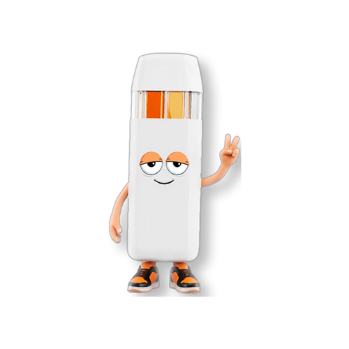 Figura coleccionable naranja de Flavor VIP con diseño de personaje animado, estilo urbano y zapatillas deportivas