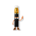 Figura coleccionable naranja Flavor VIP con diseño de personaje animado, ojos expresivos y zapatillas deportivas