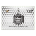 Flavor VIP VVIP Honey Platinum box with 12 individual energy supplement portions featuring a silver honeycomb design