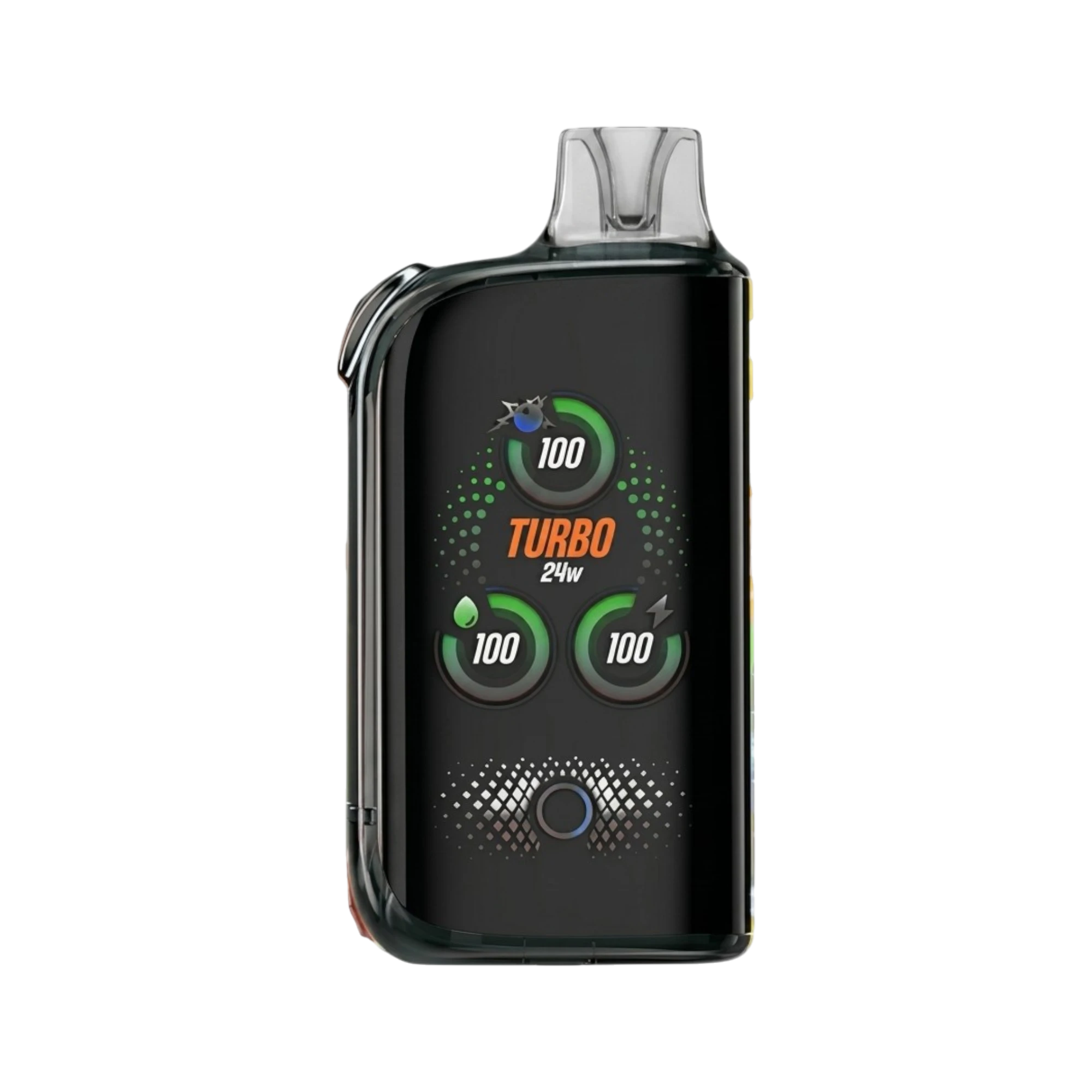 Flavor VIP WAKA BURTS 36K disposable vape with a black finish, digital display, and vibrant smoke-effect graphics.