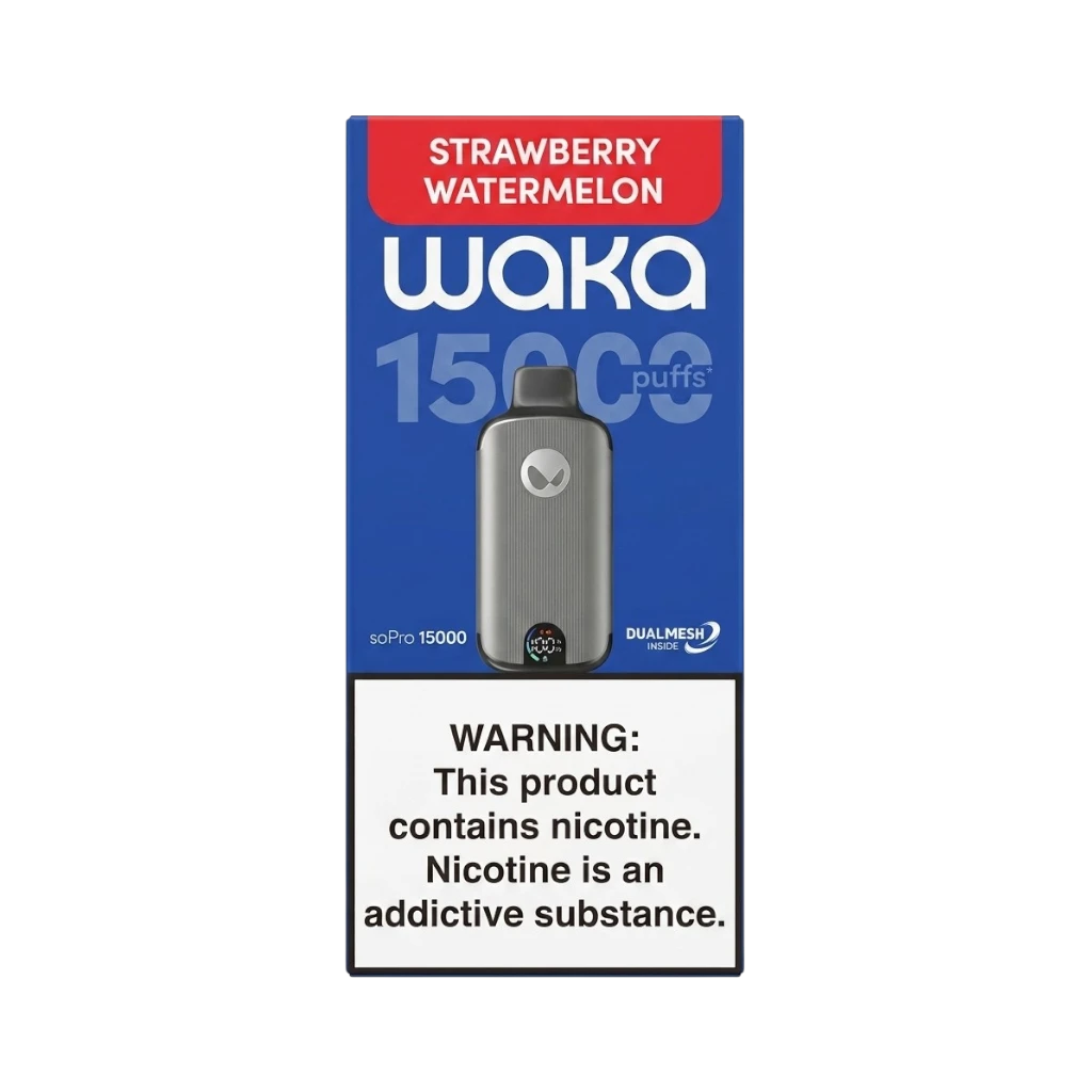Vape desechable Flavor VIP WAKA sopro 15K color negro con pantalla digital para 15000 caladas sabor Kiwi Dragon Berry